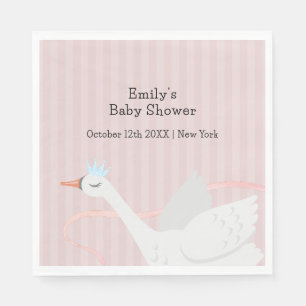Rosa Modern Whimsical Princess Svan Baby Shower Pappersservett