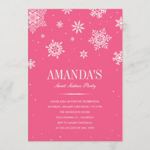 Rosa Modern Winter Wonderland Sweet 16 inbjudninga Inbjudningar