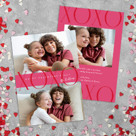 Rosa Modern XOXO Photo Valentine Day Julkort
