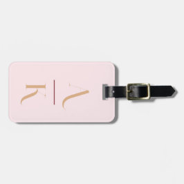 rosa, modernt elegant monogram bagagebricka