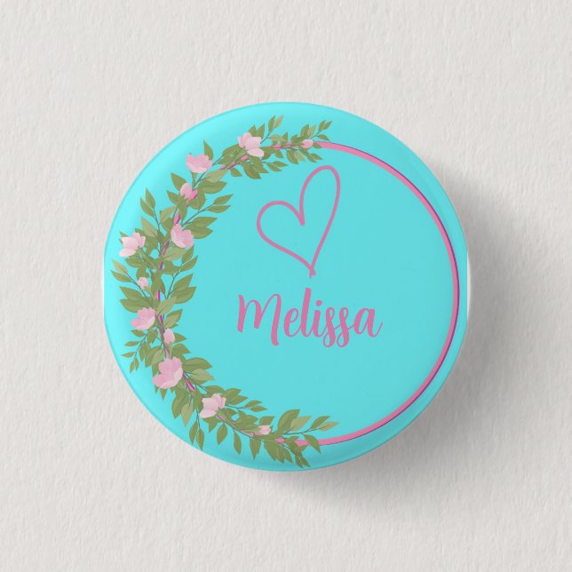 Rosa modernt manus flickaktigt monogramnamn  knapp (Framsida)