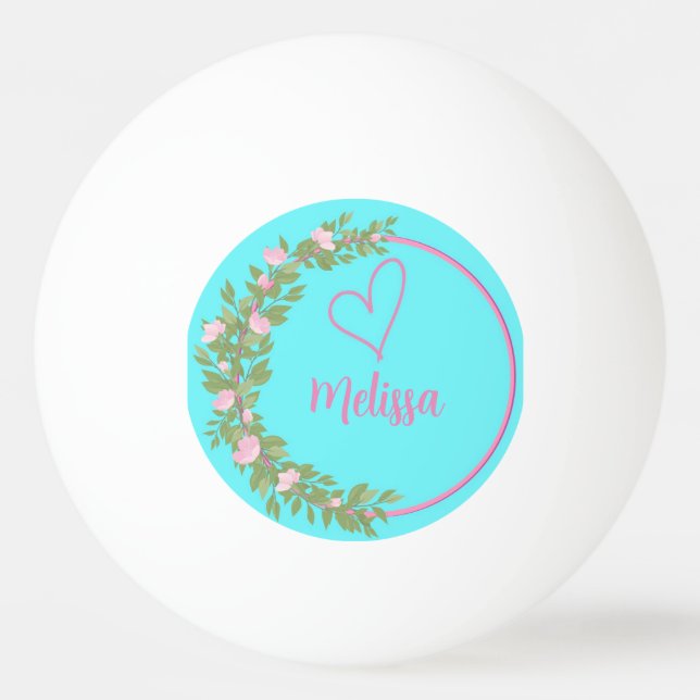 Rosa modernt manus girligt monogramnamn  pingisboll (Framsidan)