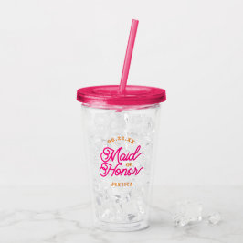 Rosa modernt skript brudtärna akryl tumbler take away mugg