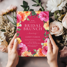 Rosa Möhippa Brunch för färglös fetstil Blommigt  Inbjudningar