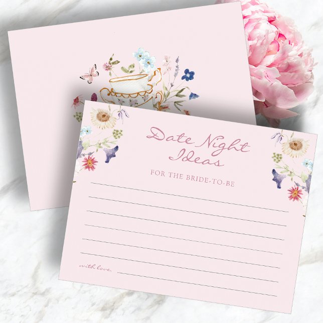 Rosa Möhippa Datum Nattidéer (Pink Floral Tea Party Bridal Date Night Ideas by Painted Paperie
)