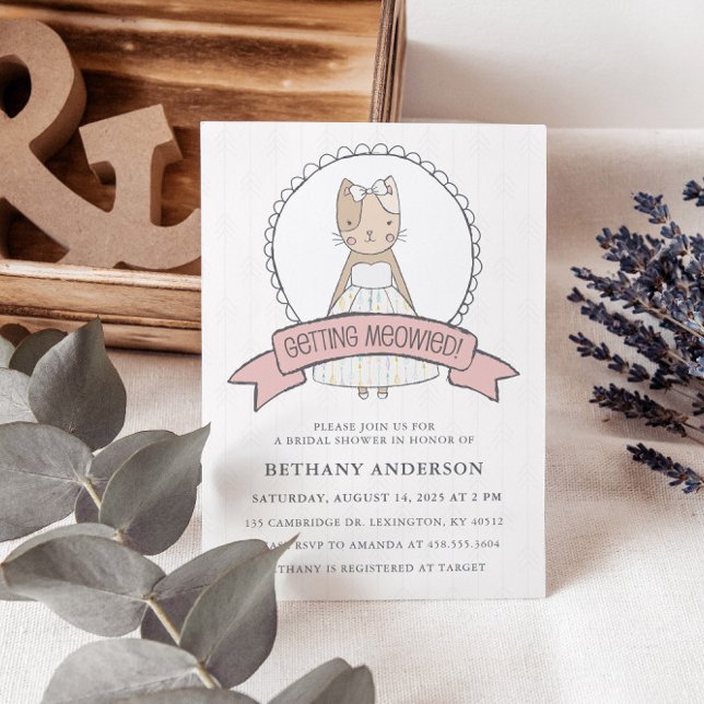 Rosa Möhippa för att få ihop katttema Inbjudningar (Skapare uppladdad)