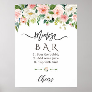 Rosa Möhippa för Blommigt Mimosa Pub-tecken Poster