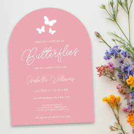 Rosa Möhippa för Butterflies Inbjudningar
