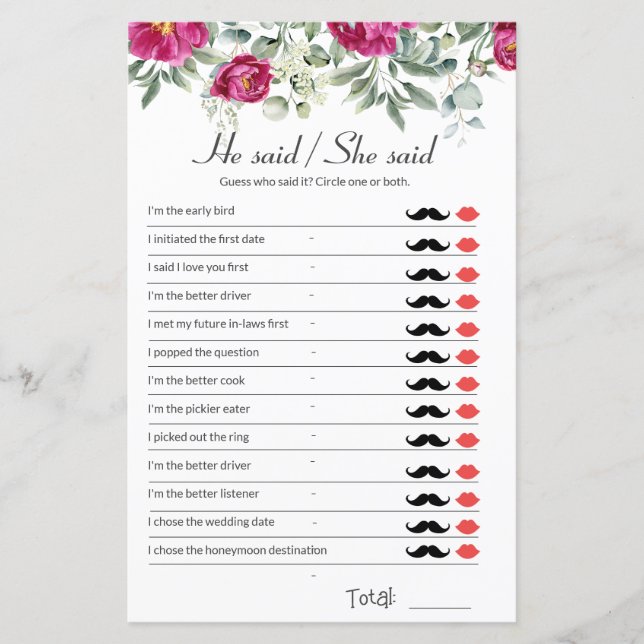 Rosa Möhippa Game sa att hon sa: (Framsida)