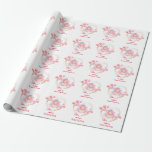 Rosa Möhippa Tea Party Ro Guld Namn vid Blommigten Presentpapper<br><div class="desc">Möhippa Tea Party Wrapping Papper med rosa ros guld teburk i blommigtens hjärta. Användan anpassar mallen för att ändra text. Fler produkter med den här designen finns i samlingen nedan.</div>