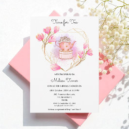 Rosa Möhippa Tea Pot Party-inbjudan Inbjudningar