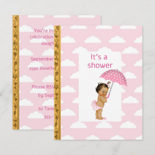 Rosa moln Baby Girl Shower Digital nedladdning Inbjudningar