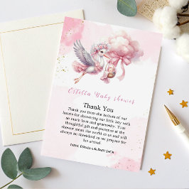 Rosa moln Det är en flicka Baby Shower Tacksamhets Tack Kort