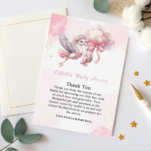Rosa moln Det är en flicka Baby Shower Tacksamhets Tack Kort