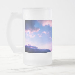 Rosa moln frostat ölglas