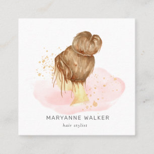 rosa Moln guld spekterar salon updo Fyrkantigt Visitkort