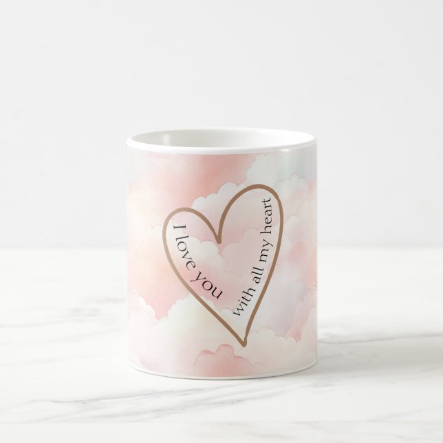 Rosa moln kärlek hjärta kaffemugg (Center)