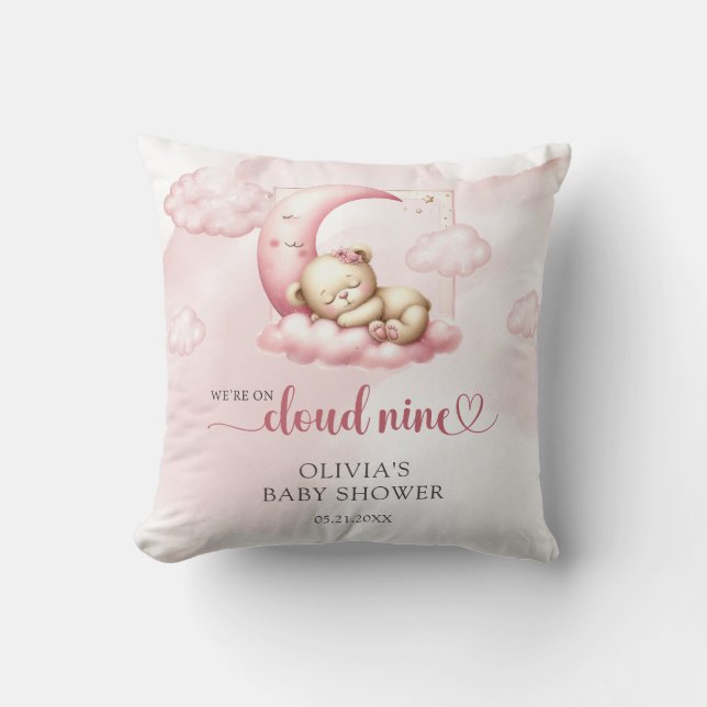 Rosa moln nionallens babydusch kudde (Framsida)