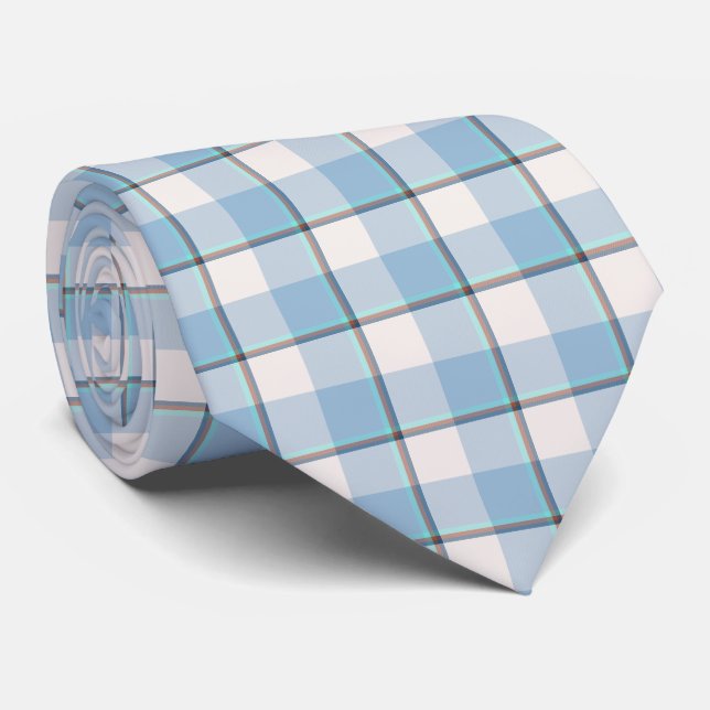 Rosa moln och blå lagun Plaid slips (Rullad)