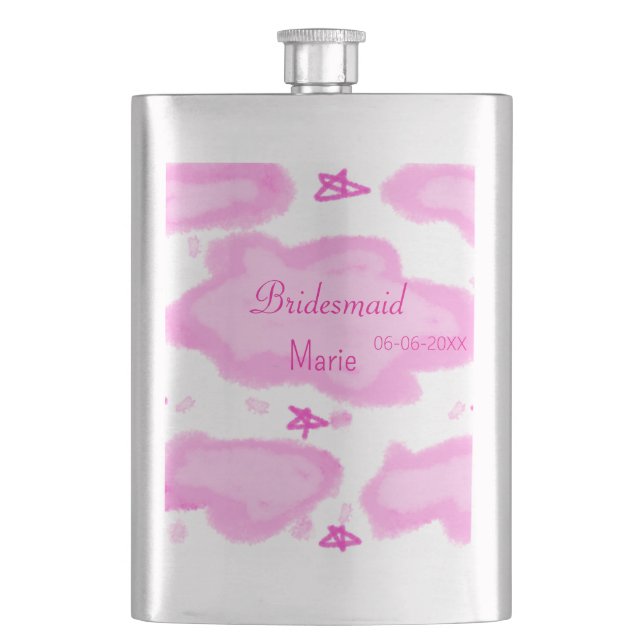 rosa moln, pastellstjärnor bridesmaid gigantiskt m fickplunta (Framsidan)