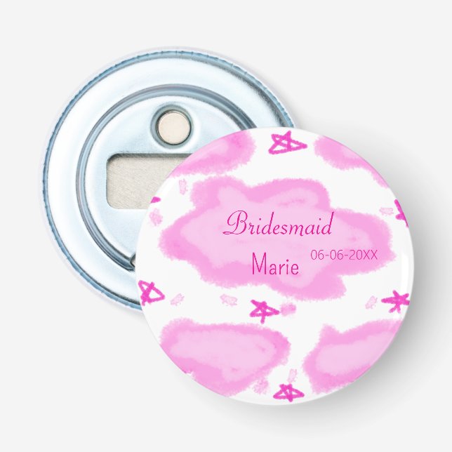 rosa moln, pastellstjärnor bridesmaid gigantiskt m flasköppnare (Framsidan)