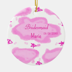 rosa moln, pastellstjärnor bridesmaid gigantiskt m julgransprydnad keramik