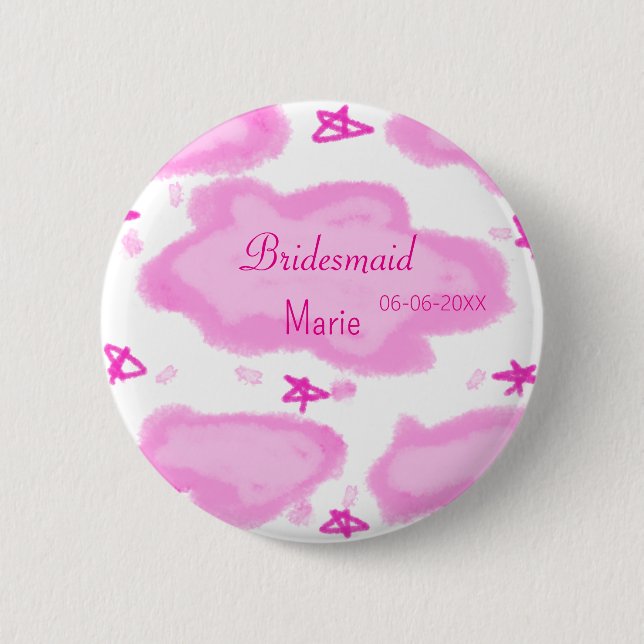 rosa moln, pastellstjärnor bridesmaid gigantiskt m knapp (Framsida)