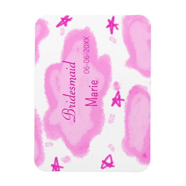 rosa moln, pastellstjärnor bridesmaid gigantiskt m magnet (Vertikal)