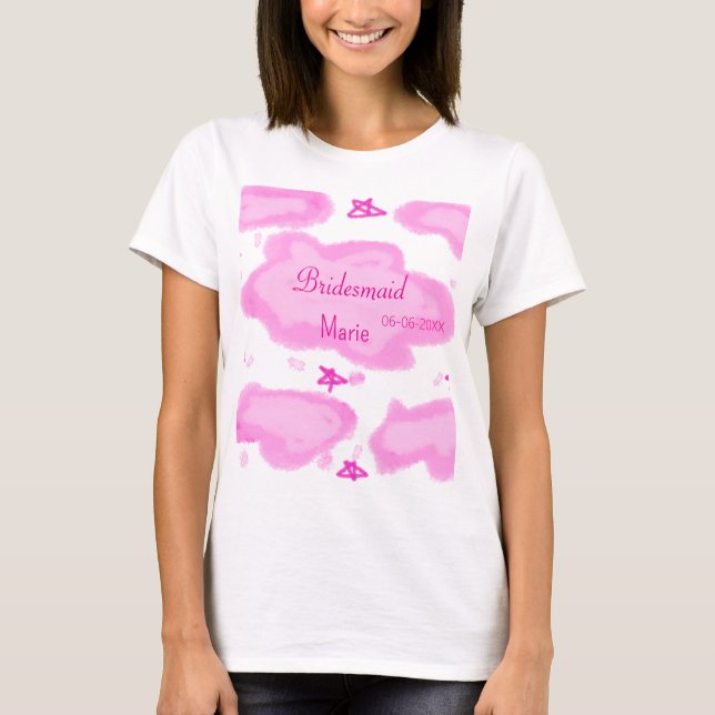 rosa moln, pastellstjärnor bridesmaid gigantiskt m t shirt (Framsida)
