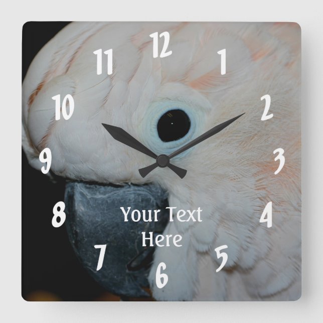 Rosa Moluccan Cockatoo Parrot Animal Fyrkantig Klocka (Framsida)