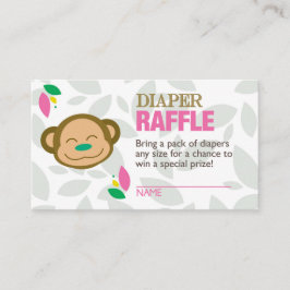 Rosa Monkey Diaper Raffle Biljett Tilläggskort