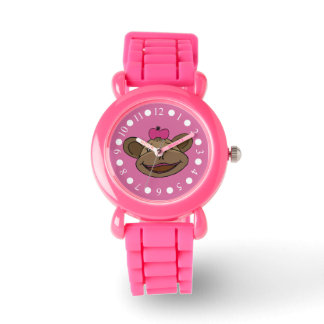 Rosa Monkey Girls Glitter Watch Armbandsur