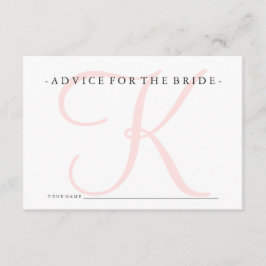 Rosa Monogram Advice for Bride Shower Game Rådkort