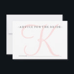Rosa Monogram Advice for Bride Shower Game Rådkort<br><div class="desc">Dessa eleganter är perfekten för att lägga till ett spel i möhippan på ett sätt som är chic och kvinnligt,  men som inte är alltför slarvigt.</div>