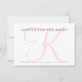 Rosa Monogram Advice for Bride Shower Game Rådkort