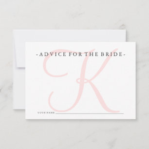 Rosa Monogram Advice for Bride Shower Game Rådkort
