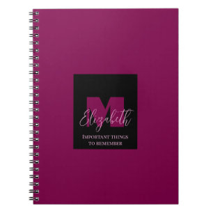 Rosa Monogram Anpassat namn Polka dots Geometric C Anteckningsbok