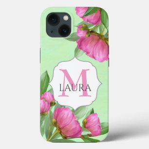 Rosa Monogram Anpassningsbar Blommigt Botaniska Pe