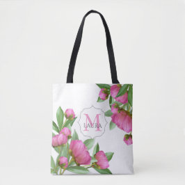 Rosa Monogram Anpassningsbar Elegant Botaniska Peo Tygkasse