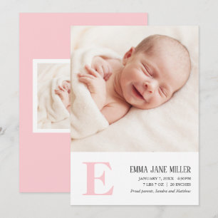 Rosa Monogram Baby födelsetal för födelseattentat Meddelande