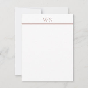 Rosa Monogram Bar Elegant Platt Brevkort Anteckningskort