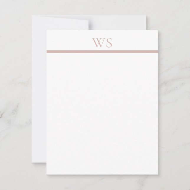Rosa Monogram Bar Elegant Platt Brevkort Anteckningskort (Framsida)