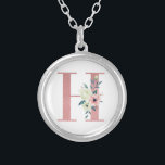 Rosa Monogram Blommigt Brev H Watercolor Bouquet Silverpläterat Halsband<br><div class="desc">Monogram halsband med ditt första i söt glitter och vattenfärgblommor. Blommigt brev H är designad i dammig rosa glitter, som är förskönad med en bukett av rosa och elfenbensblommor och grönska. En underbar gåva till vilken kvinna som helst och tillfälle. En underbar idé som bröllopsförmån för brudar till bära på...</div>