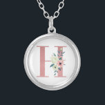Rosa Monogram Blommigt Brev H Watercolor Bouquet Silverpläterat Halsband<br><div class="desc">Monogram halsband med ditt första i söt glitter och vattenfärgblommor. Blommigt brev H är designad i dammig rosa glitter, som är förskönad med en bukett av rosa och elfenbensblommor och grönska. En underbar gåva till vilken kvinna som helst och tillfälle. En underbar idé som bröllopsförmån för brudar till bära på...</div>