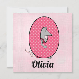Rosa Monogram Brev O Barn Födelsedagsfest Inbjudningar