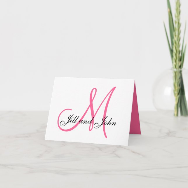Rosa Monogram Bride Groom Namn Bröllop-kort Anteckningskort (Framsida)