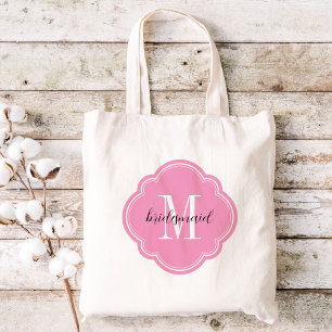 Rosa Monogram Bridesmaid Tote Bag Tygkasse