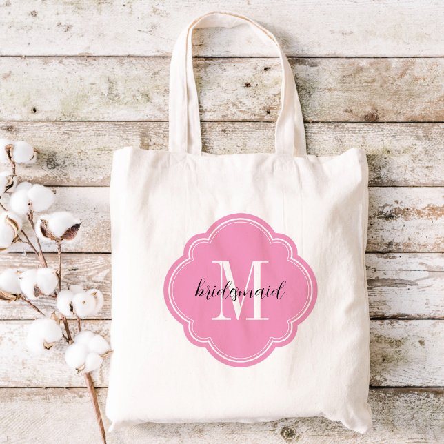 Rosa Monogram Bridesmaid Tote Bag Tygkasse (Skapare uppladdad)