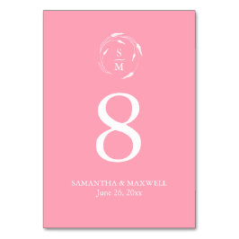 Rosa Monogram Bröllop Bordsnummer-kort Bordsnummer