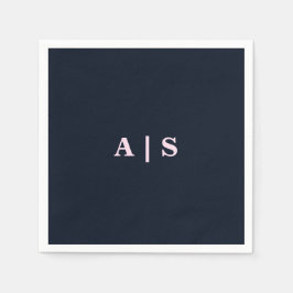 Rosa Monogram Bröllop Cocktail Pappersservett